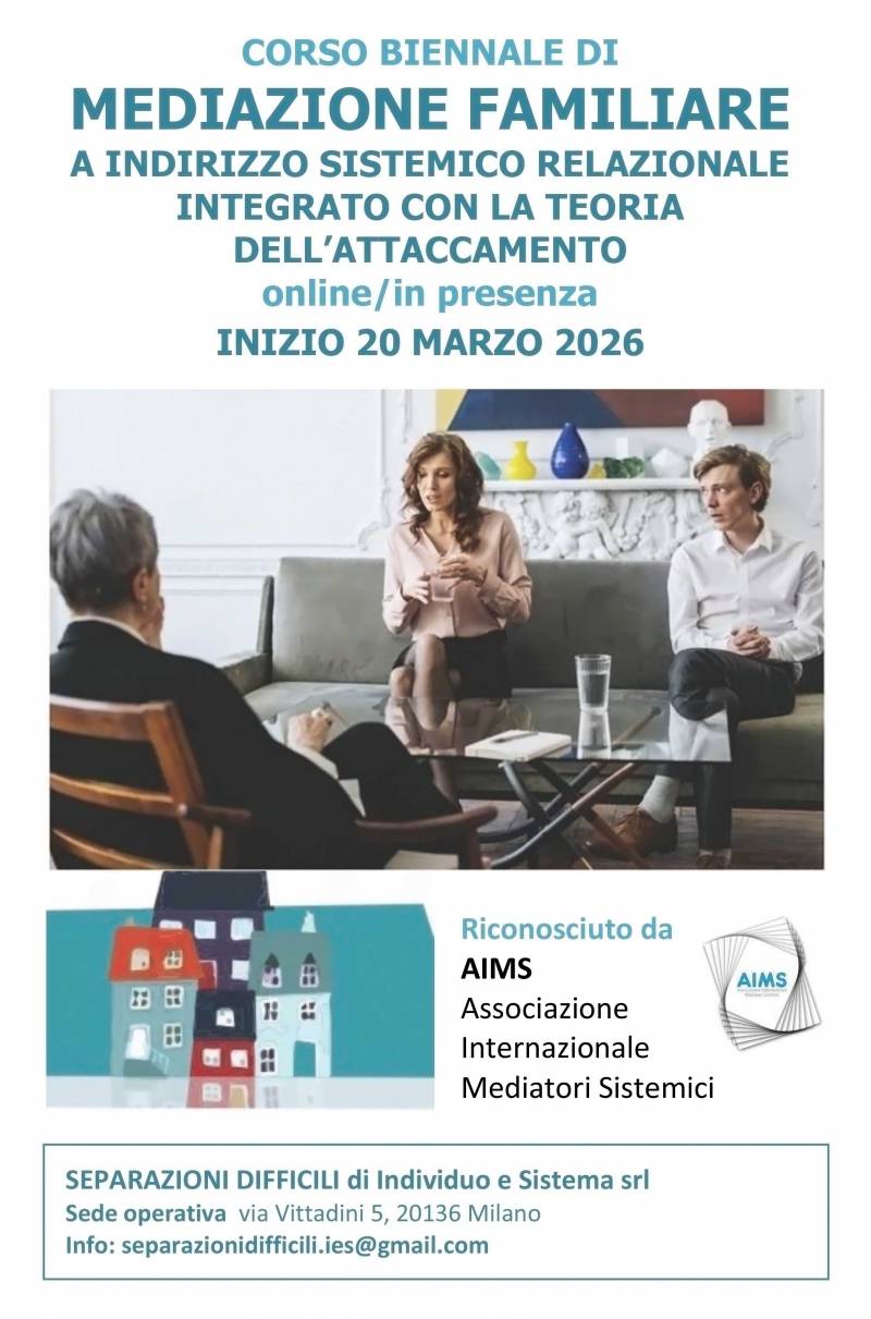 In partenza: corso biennale di formazione in MEDIAZIONE FAMILIARE